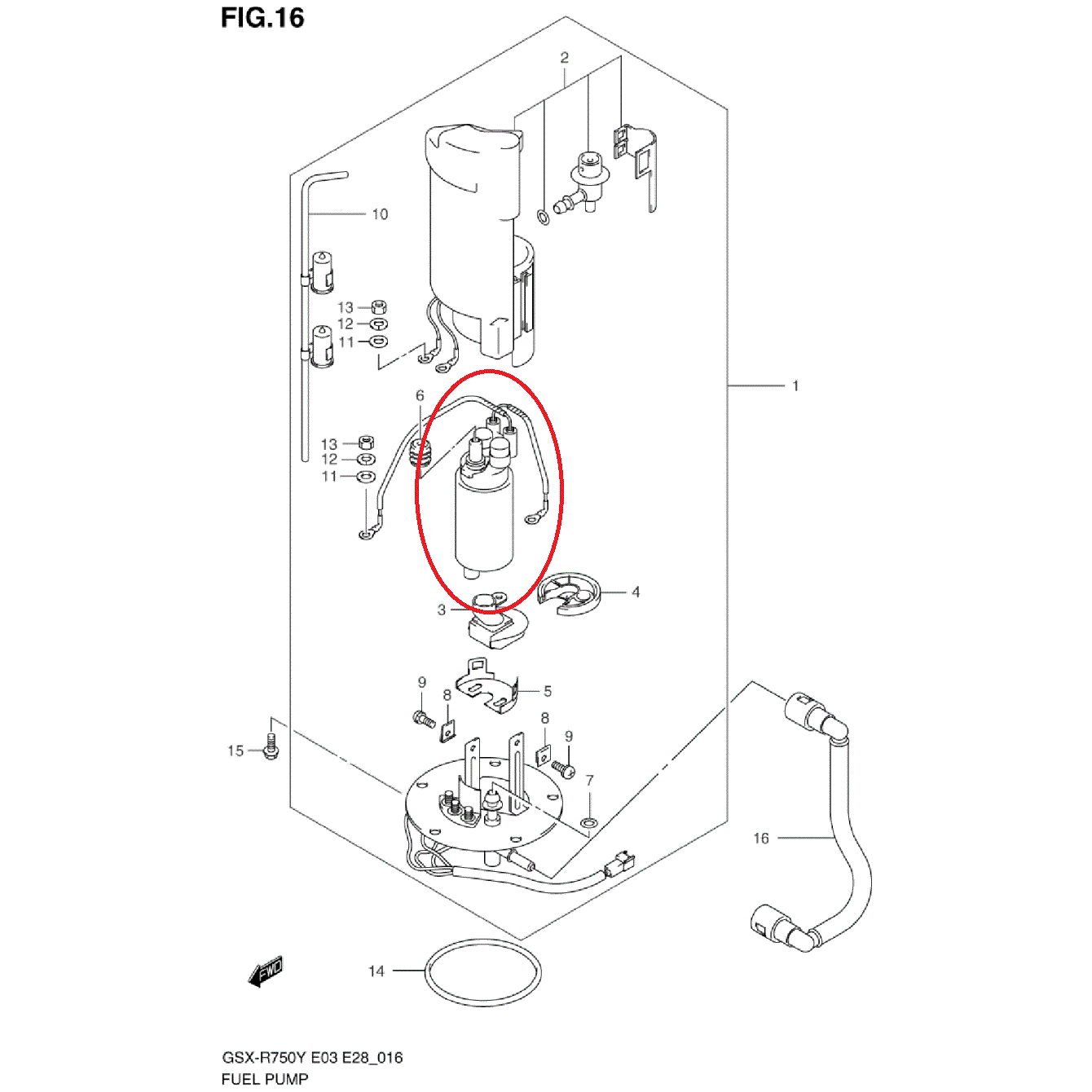 FPF Fuel Pump for 2000-2003 Suzuki GSX-R600 / R750 / R1000 Replaces 15100-35F00 15100-35FV0 15100-35F01 - fuelpumpfactory