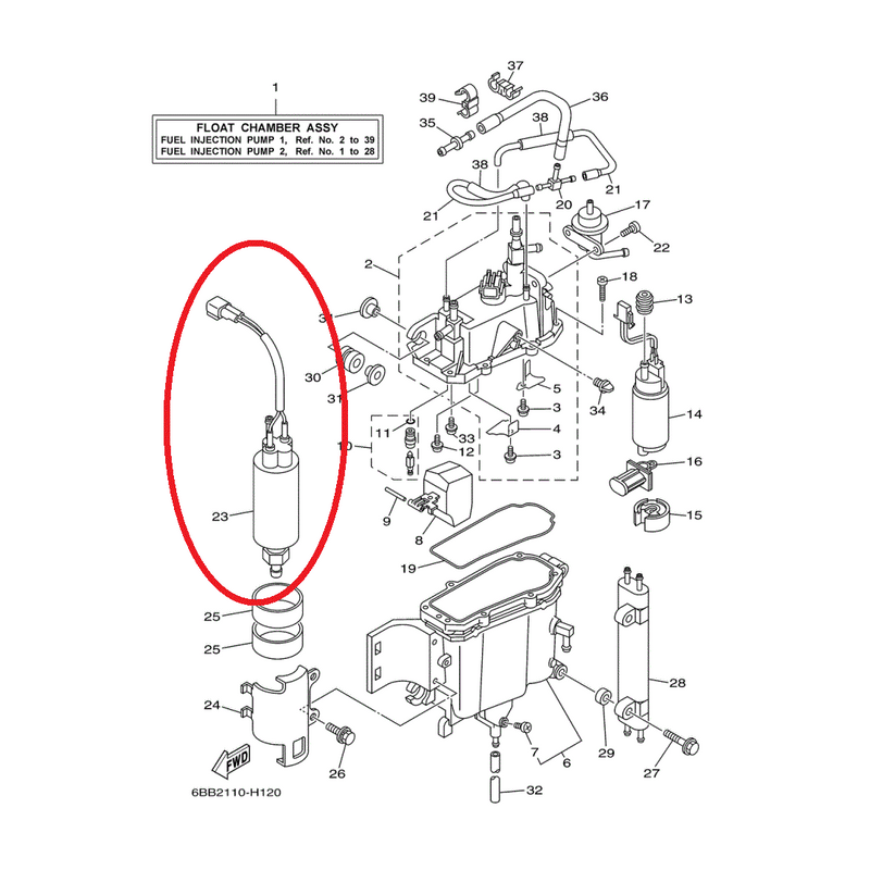 Fuel Pump for Yamaha Outboard 2006 and Later 200-250HP Replace OEM